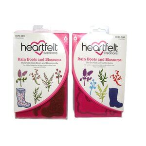 Heartfelt Creations Rain Boots and Blossoms Cling Stamps & Craft Dies NEW